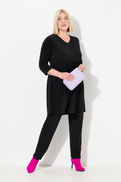 Matte Jersey Empire V-Neck Swing Tunic