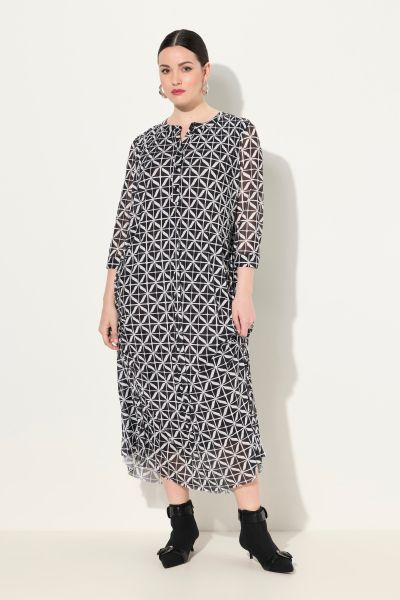 Geometric Print Layered Maxi Dress