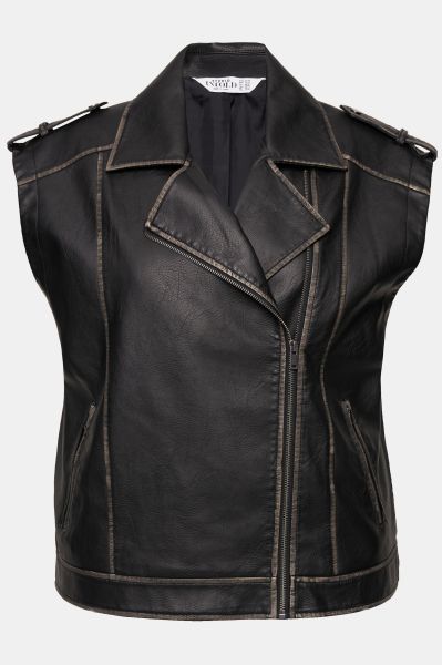 Faux Leather Biker Vest