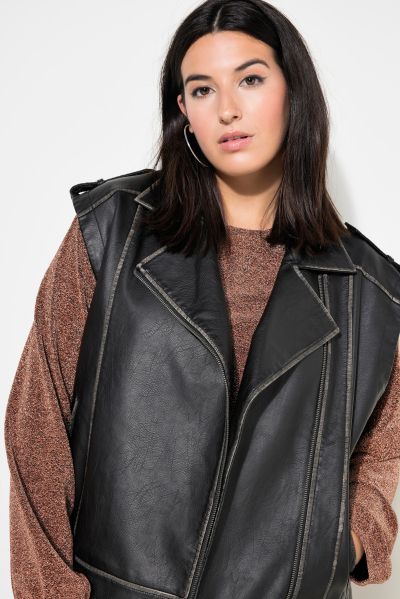 Faux Leather Biker Vest