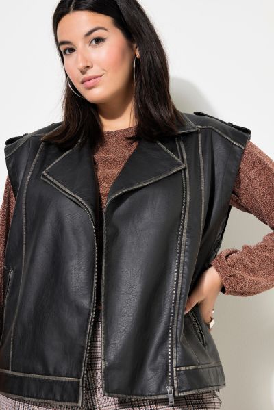 Faux Leather Biker Vest