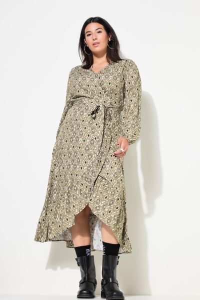 Graphic Print Wrap-Look Dress