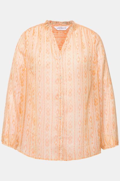 Sheer Sparkling Ikat Print Blouse