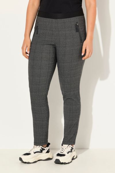 Plaid Elastic Waist Tapered Leg Pants