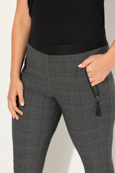 Plaid Elastic Waist Tapered Leg Pants