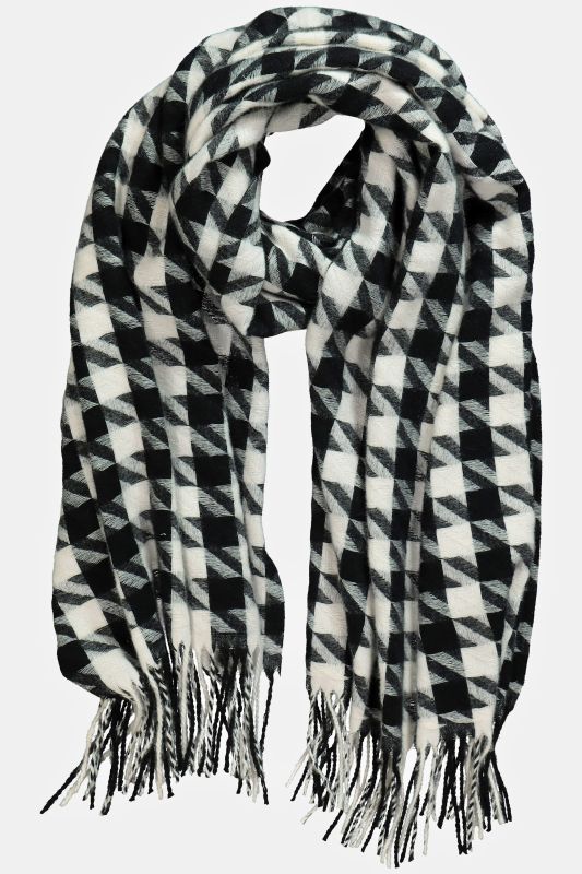 Houndstooth Fringed Hem Scarf