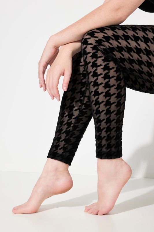 Sheer Flocked Houndstooth Leggings