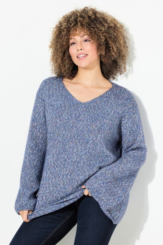 Heather Knit Long Sleeve V-Neck Sweater