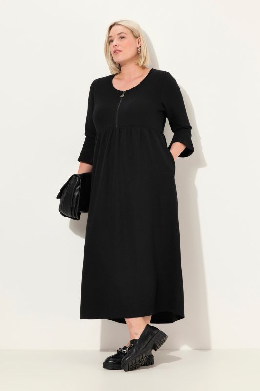 Zip Front 3/4 Sleeve Dress