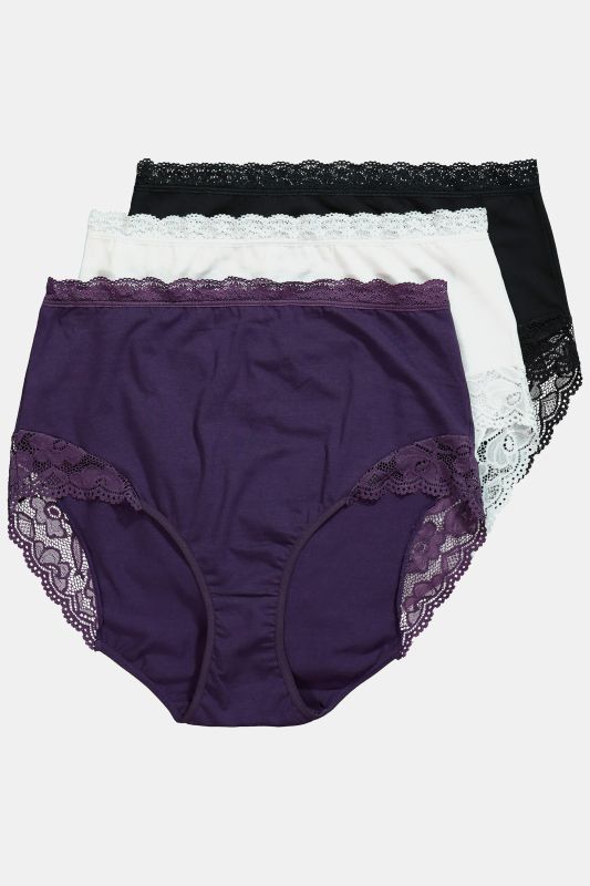 3 Pack Maxi Briefs- Lace Trim