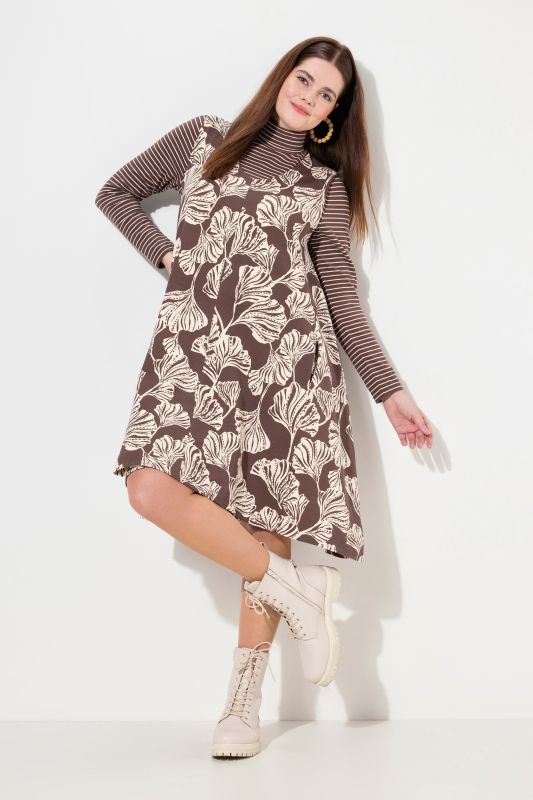 Eco Cotton Sleeveless Leaf Print Dress