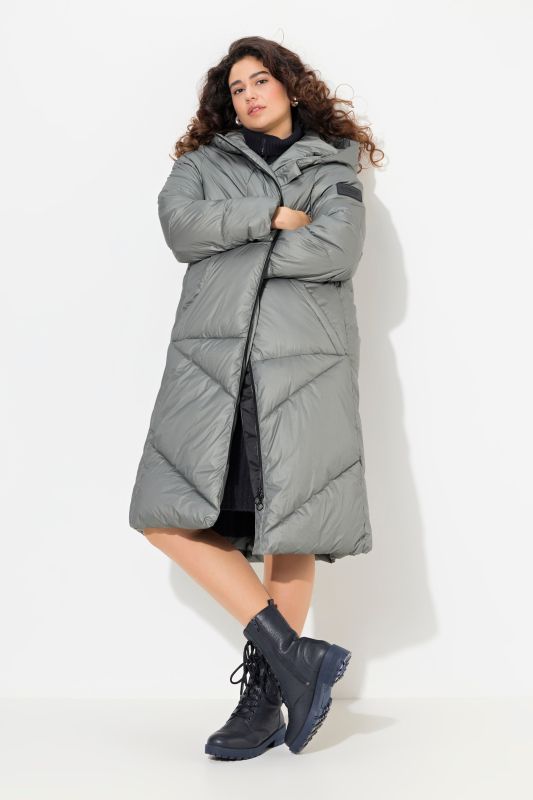 Long Geometric Quilted Coat