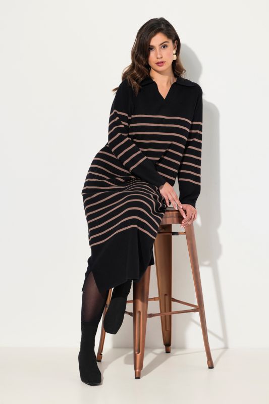 Breton Stripe Collared Knit Dress