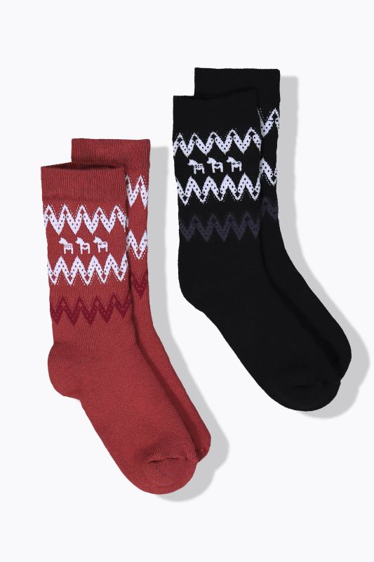 2 Pack Norwegian Pattern Crew Socks