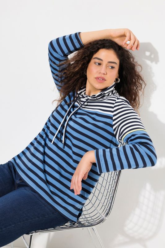 Mixed Stripe Long Sleeve Collared Tee