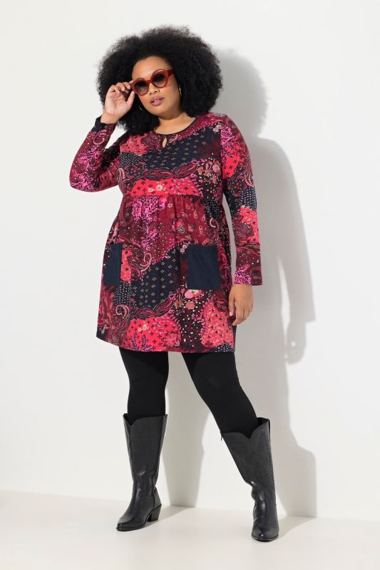 Paisley Print Empire Knit Cotton A-Line Tunic