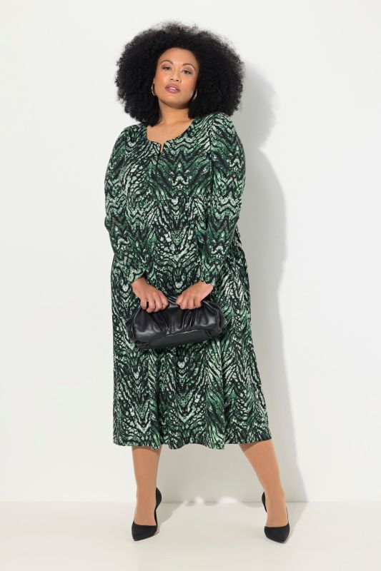 Snake Print Zip Front Knit Dress