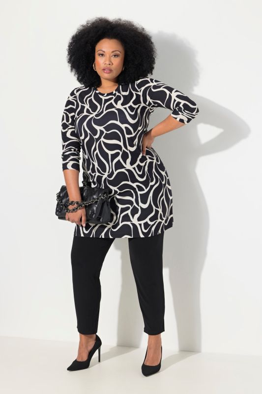 Matte Jersey Geometric Print Long Sleeve Tunic