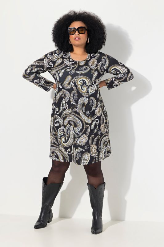 Matte Jersey Floral Silhouette Long Sleeve Tunic