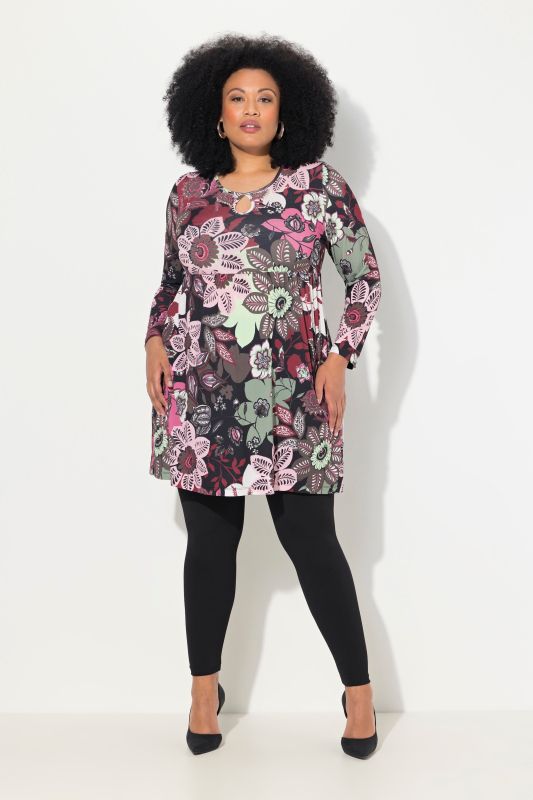 Flower Print Long Sleeve Knit Tunic