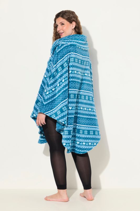 Alpine Striped Plush Loungewear Poncho