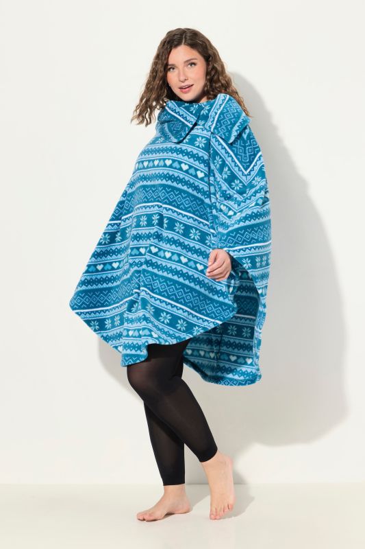 Alpine Striped Plush Loungewear Poncho