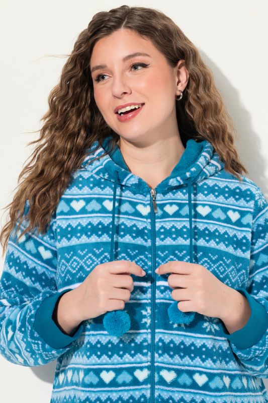 Plush Alpine Striped Zip-Up Bathrobe