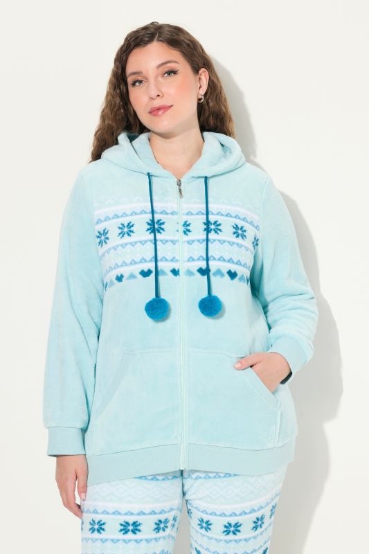 Plush Alpine Striped Motif Loungewear Hoodie