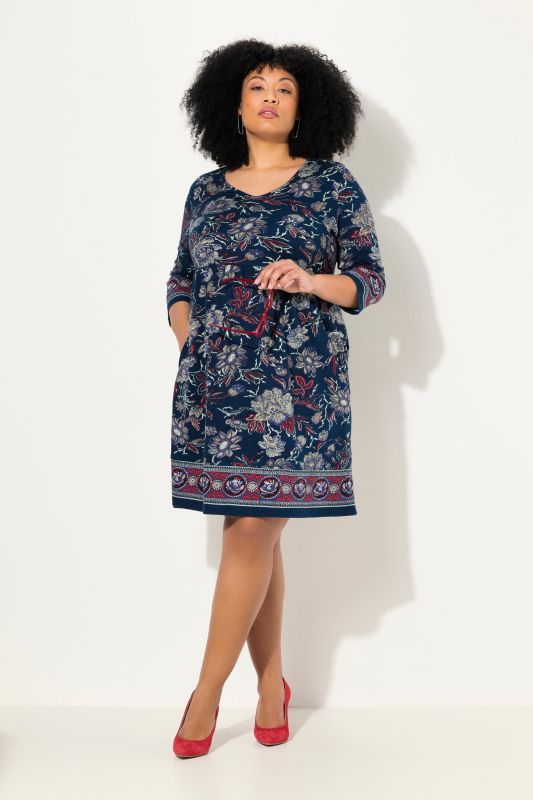 Floral Paisley 3/4 Sleeve Jersey Dress