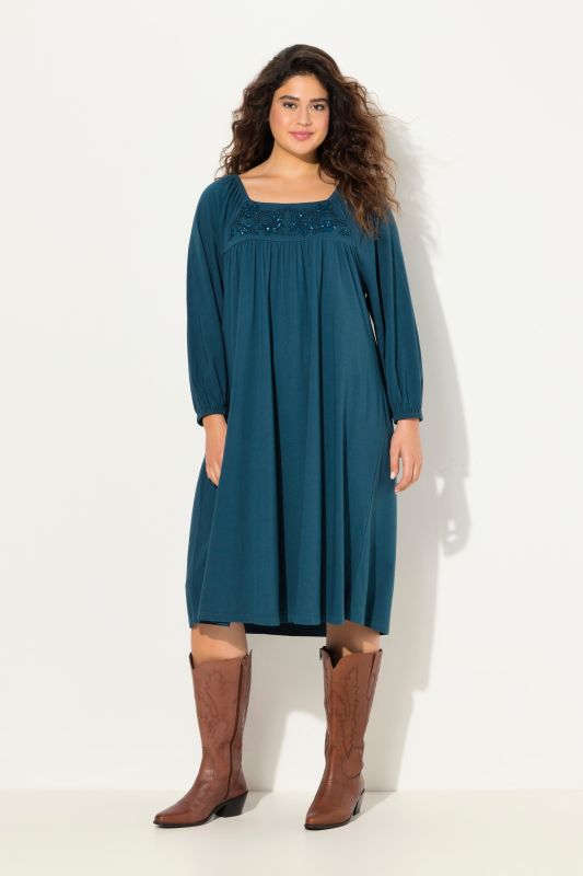 Beaded Long Sleeve Peasant Dress