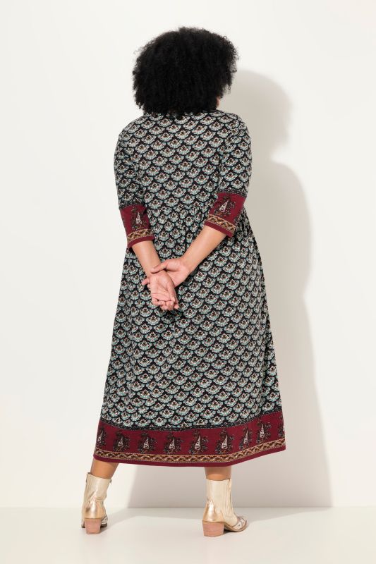 Mixed Print 3/4 Sleeve Jersey Dress