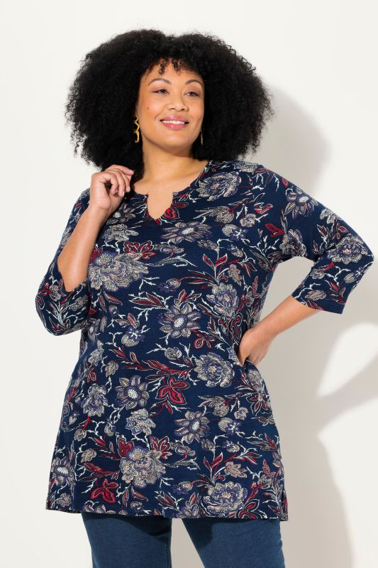 Paisley Split Neck Knit Tunic