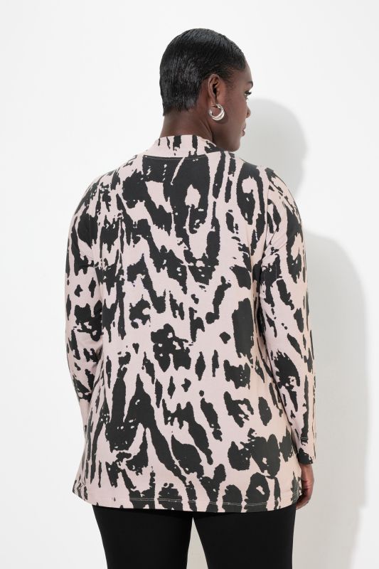 Abstract Print Collared Long Sleeve Tee