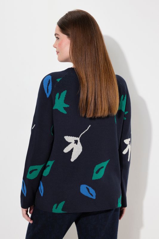 Eco Cotton Leaf Pattern Long Sleeve Sweater