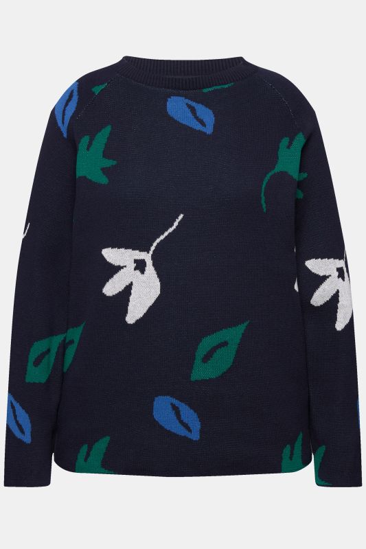 Eco Cotton Leaf Pattern Long Sleeve Sweater