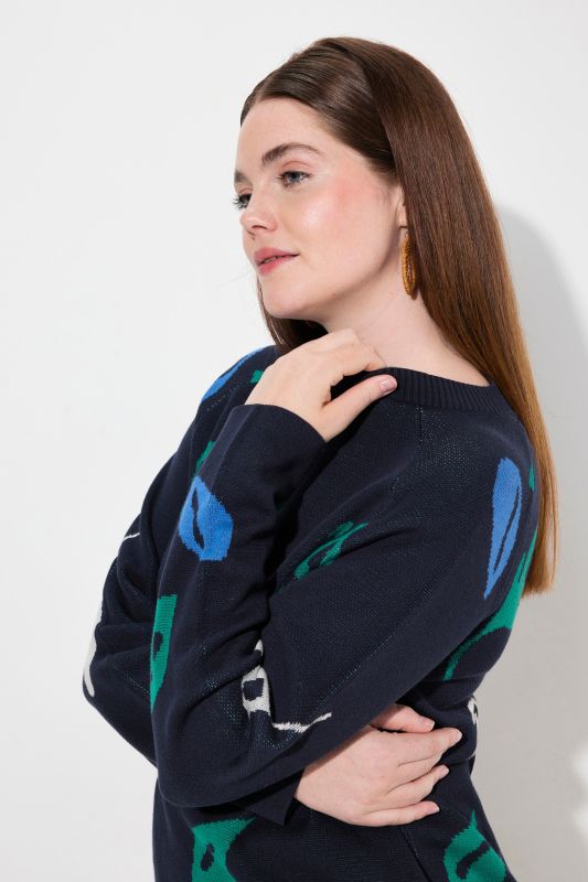 Eco Cotton Leaf Pattern Long Sleeve Sweater