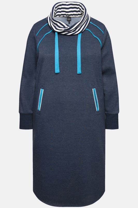 Contrast Color Stand-Up Collar Sweatshirt Dress