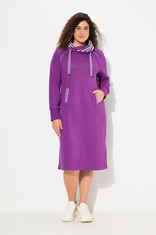 Contrast Color Stand-Up Collar Sweatshirt Dress