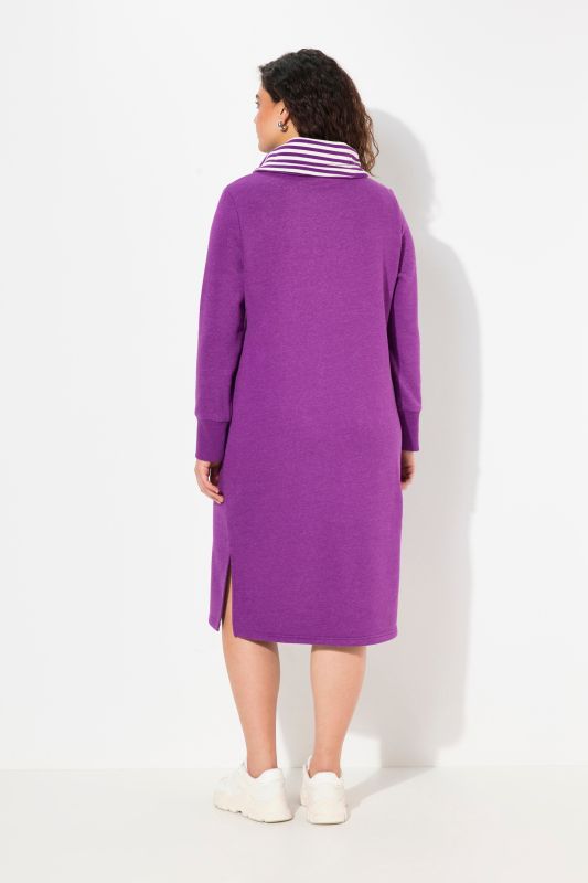 Contrast Color Stand-Up Collar Sweatshirt Dress