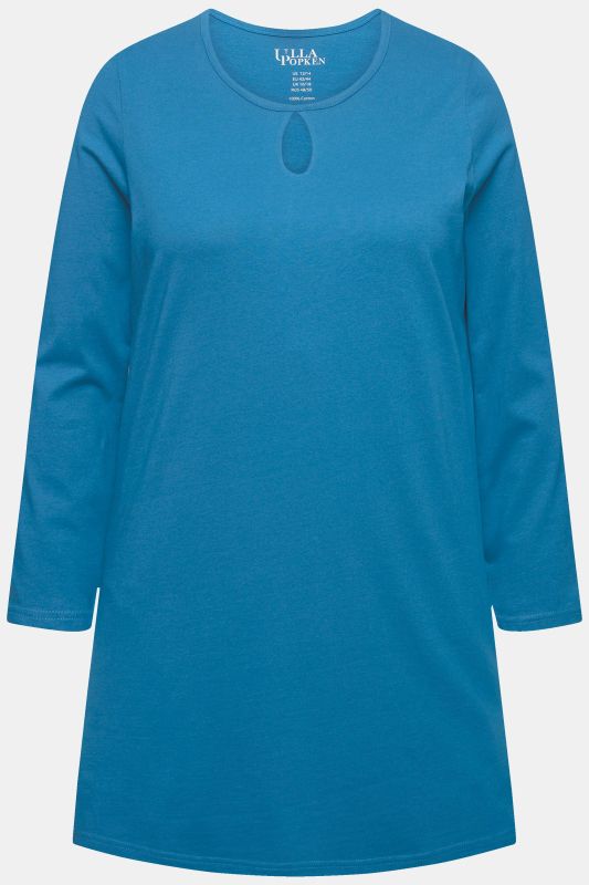 Round Keyhole Neckline Swing A-Line Hem Cotton Knit Tunic