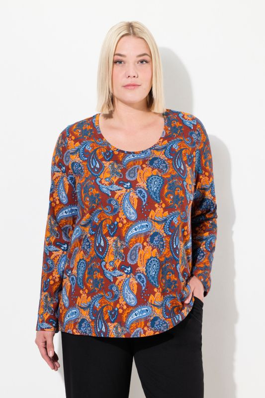 Paisley Long Sleeve A-Line Swing Cotton Tee