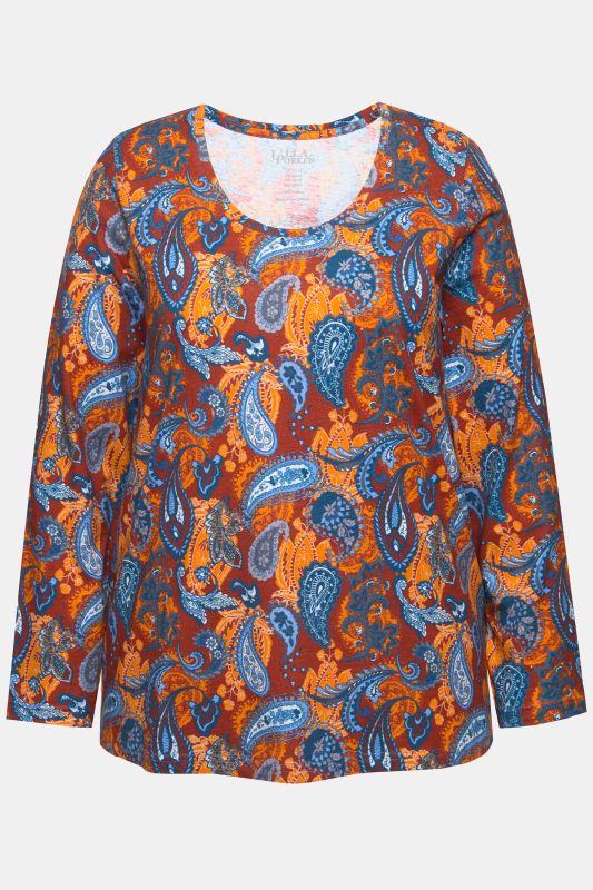 Paisley Long Sleeve A-Line Swing Cotton Tee