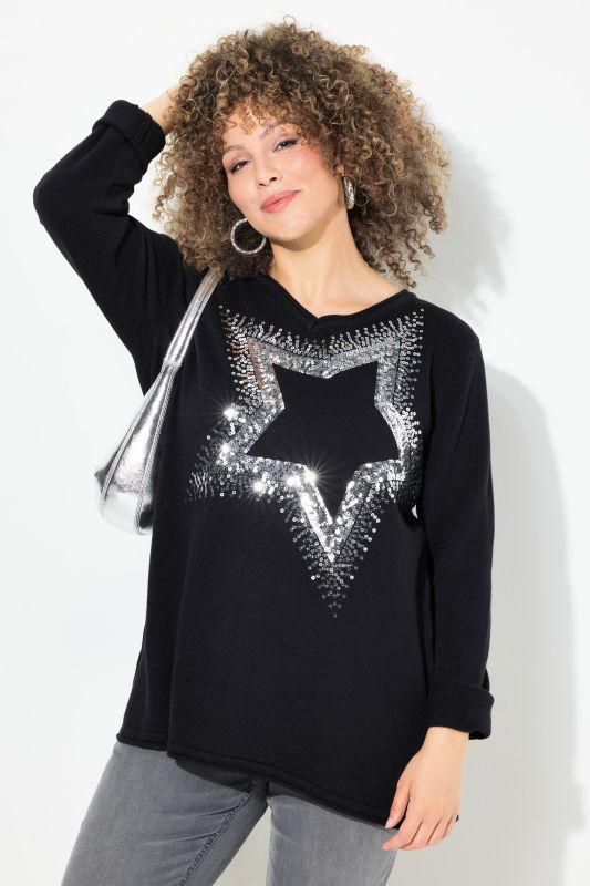 Sequined Star Rolled Edge Sweater