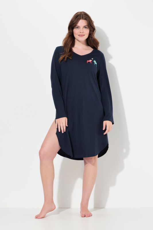 Eco Cotton Horse Motif Long Sleeve Nightgown