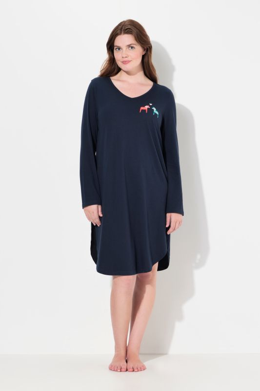 Eco Cotton Horse Motif Long Sleeve Nightgown