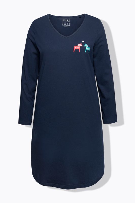 Eco Cotton Horse Motif Long Sleeve Nightgown