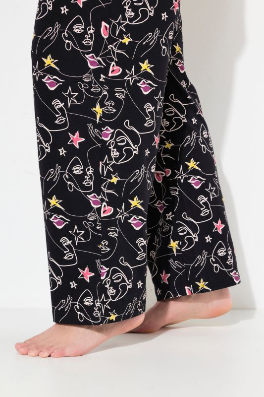 Scribble Print Two Piece Pajama Set