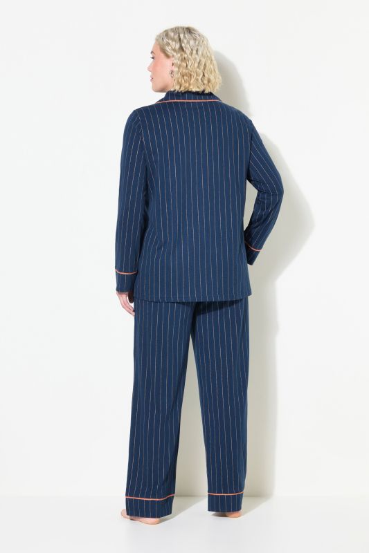 Glitter Stripe Two-Piece Lapel Collar Pajama Set