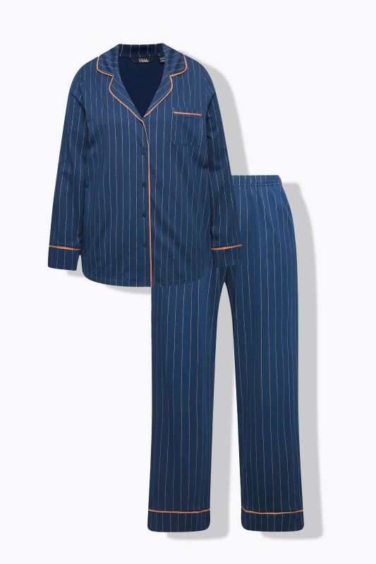 Glitter Stripe Two-Piece Lapel Collar Pajama Set