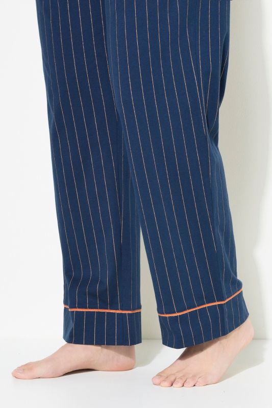 Glitter Stripe Two-Piece Lapel Collar Pajama Set